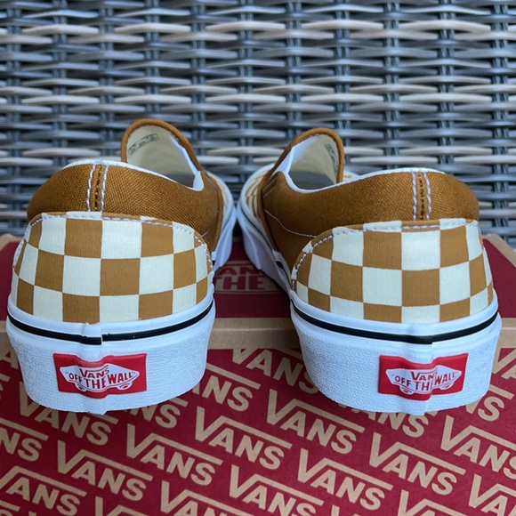 Vans Classic Slip-On Checkerboard Goldenbrown/True White MENS - Picture 14 of 16